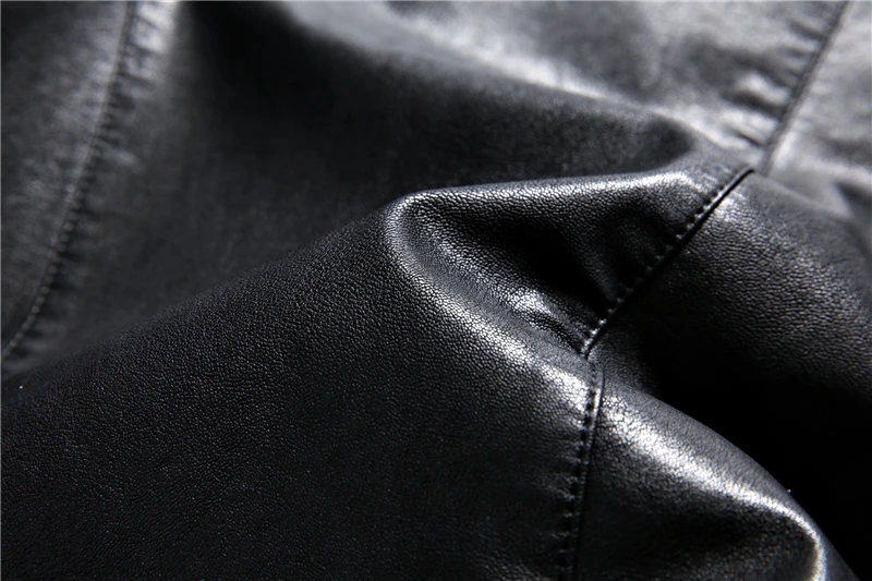 

QUANBO Mens Short Leather Jacket 2021 New High imitation Sheep Skin Slim Fit Handsome Stand Collar Thin Men Fur Coat PU Jackets