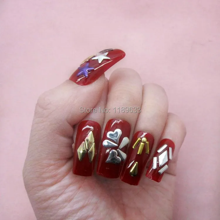 1000PCS/pack 3D Design Nail Art Decoration Rhombus Metallic Gold &ampSilver Studs Tips DIY nail art tools | Красота и здоровье