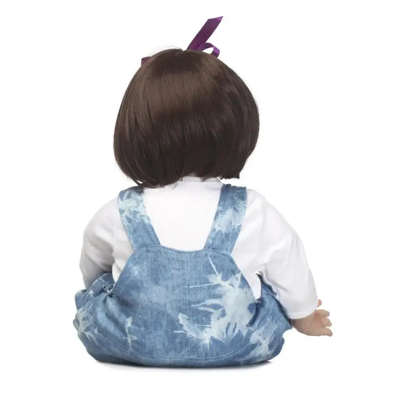 Кукла реборн силиконовая 24 дюйма 60 см с джинсовой юбкой|doll soft toy|doll baby toysdoll toys |