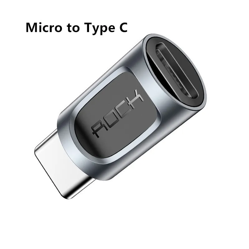 Micro to Type C Rock OTG USB C адаптер для iPhone 8 с разъемом Lightning и разъемом Micro usb type C для Macbook samsung S9 Xiaomi OTG кабель - Цвет: Micro to Type C