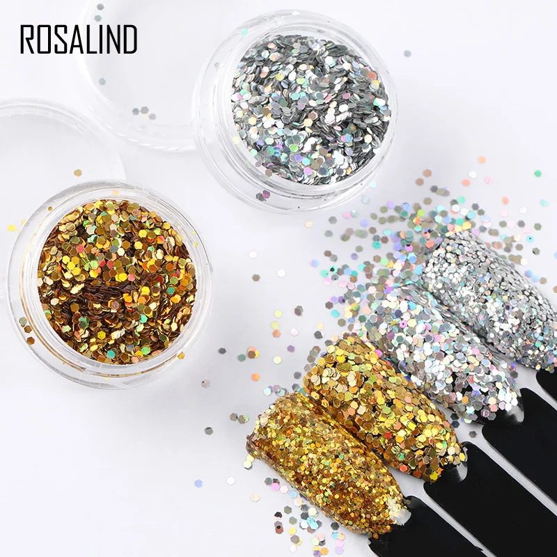 ROSALIND Nail блестящая голографическая порошок Волшебное зеркало Chrome пигментный гель