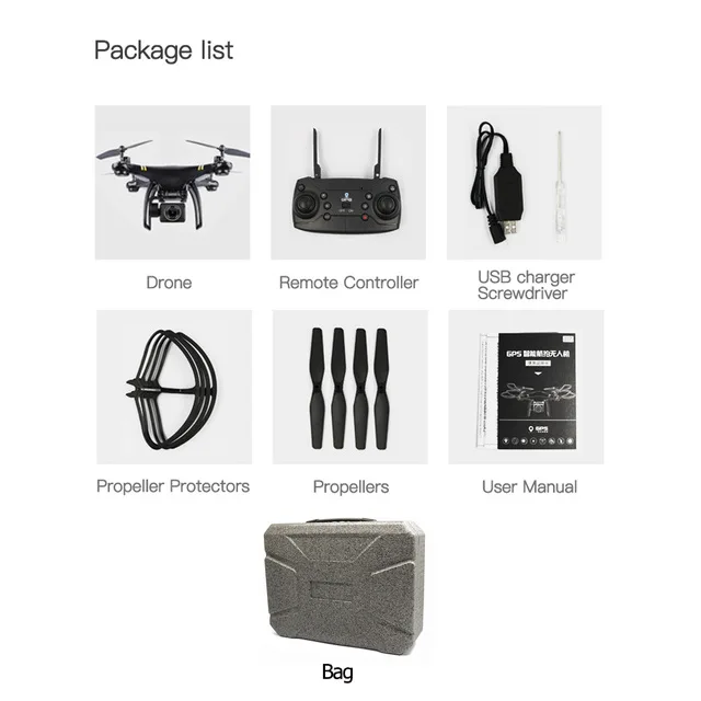 1080p in bag Профессиональный gps Дрон с камерой HD Wi-Fi Дрон удерживайте высоту Следуйте за мной RC Квадрокоптер 300 м fpv Дрон с безголовым режимом игрушки - Цвет: 1080p in bag