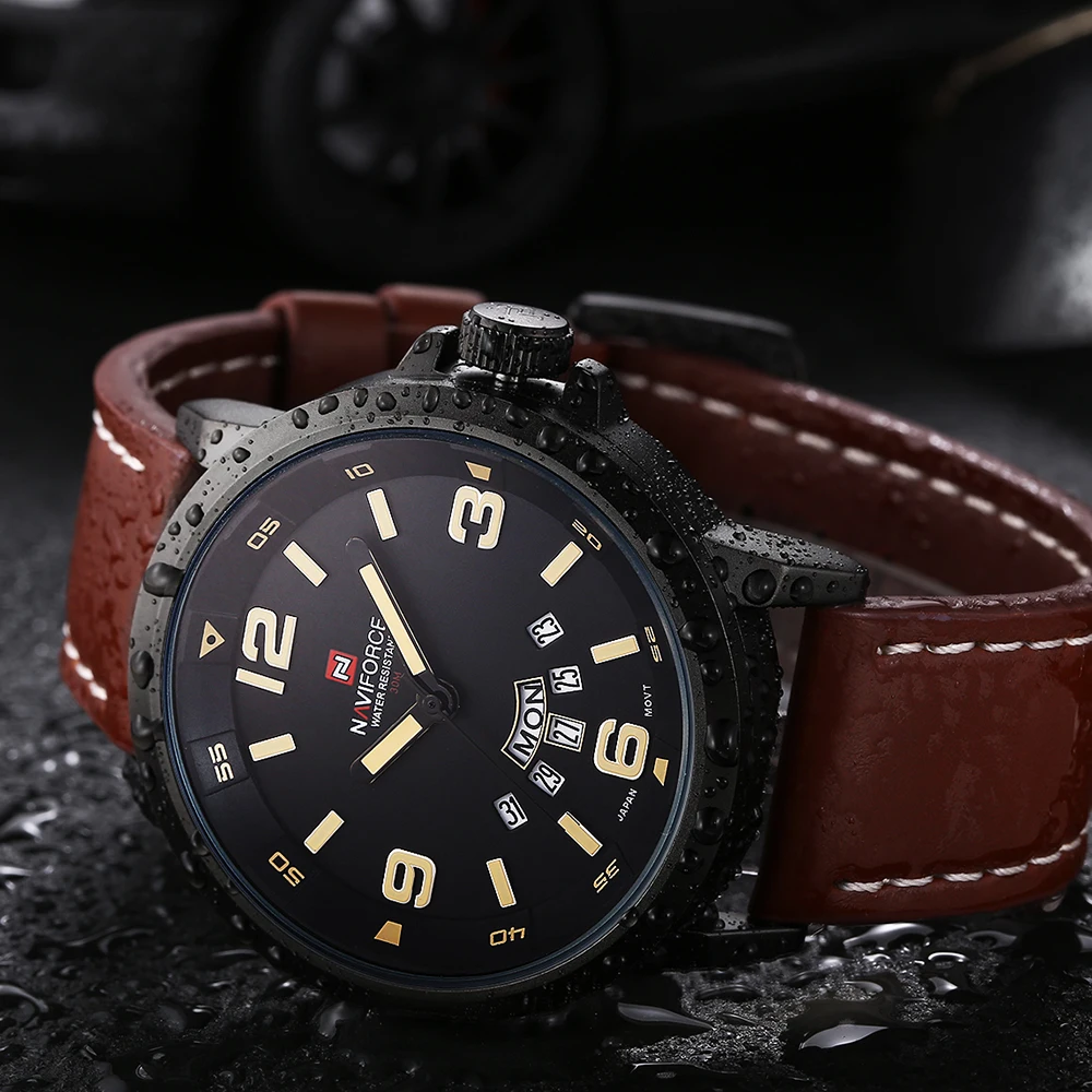 2017 Brand NAVIFORCE Watches men Casual Quartz reloj Leather wristwatch Army Military hombre men's clock relogio masculino | Наручные