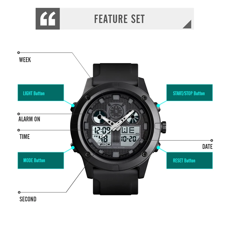 Мужские Цифровые часы SKMEI водонепроницаемые светящиеся электронные с