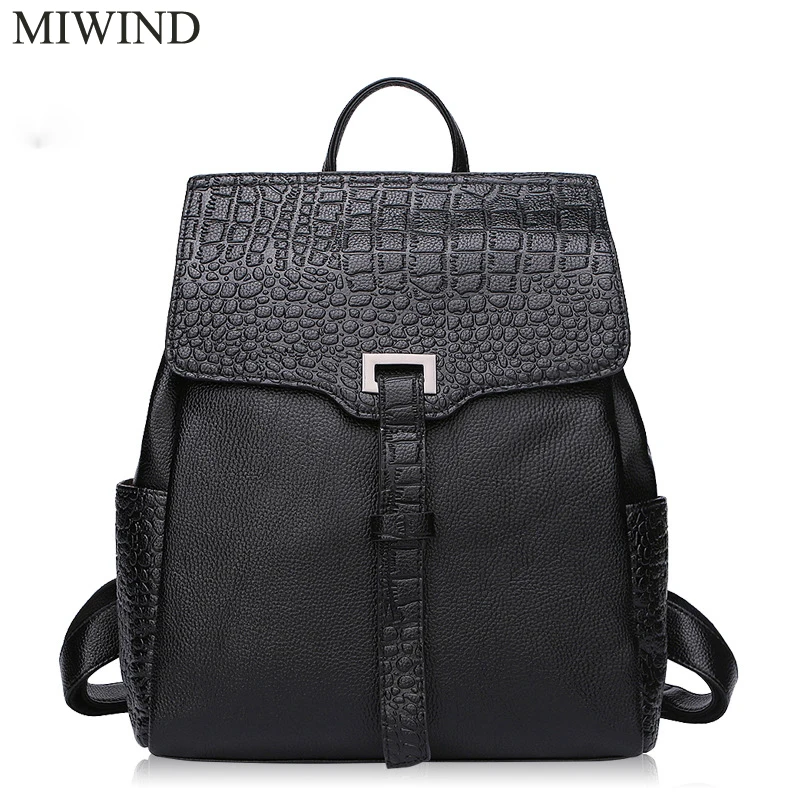 MIWIND рюкзак из натуральной мягкой кожи рюкзаки коровьей Верхний слой воловьей