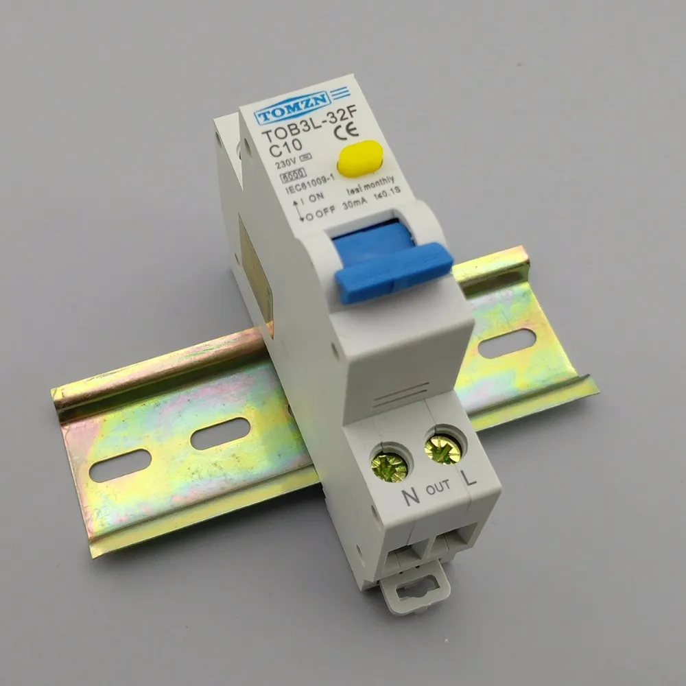 TOB3L-32F 18 мм RCBO 10A 1P+ N 6KA УЗО с защитой от перегрузки по току и утечки