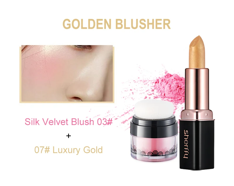 blush 07 Стойкая губная помада Sherffy, набор, цветной бальзам для губ Virgin Kiss, тонированный бальзам для губ, ретро макияж, Золотая Роза, губная помада, макияж, Быстросохнущий металлик - Цвет: blush 07