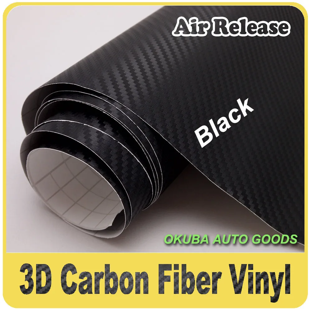 Оптовая продажа высокое качество черный 3D карбон 152 см 30 м. автомобильный ситкер