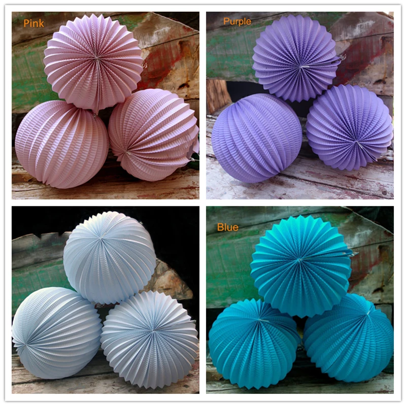 

5pcs/lot 9inch(23cm) Japanese Round Paper Accordion Lanterns Ball Wedding Bridal Baby Shower Decorations