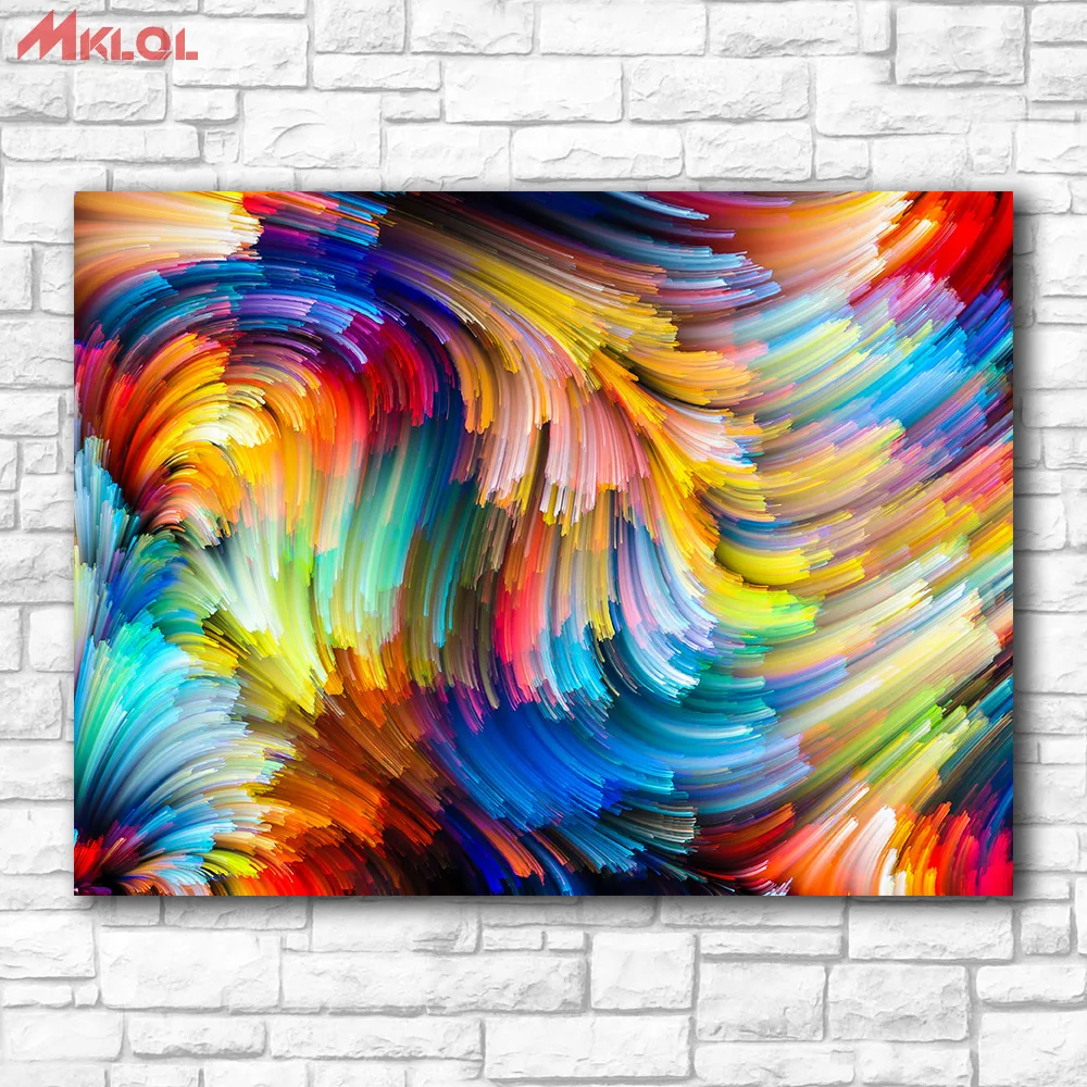 Fashion Oil Painting 5-(7) Colored line clouds Paiting Home Decor On Canvas Modern Wall Art Print Poster | Дом и сад
