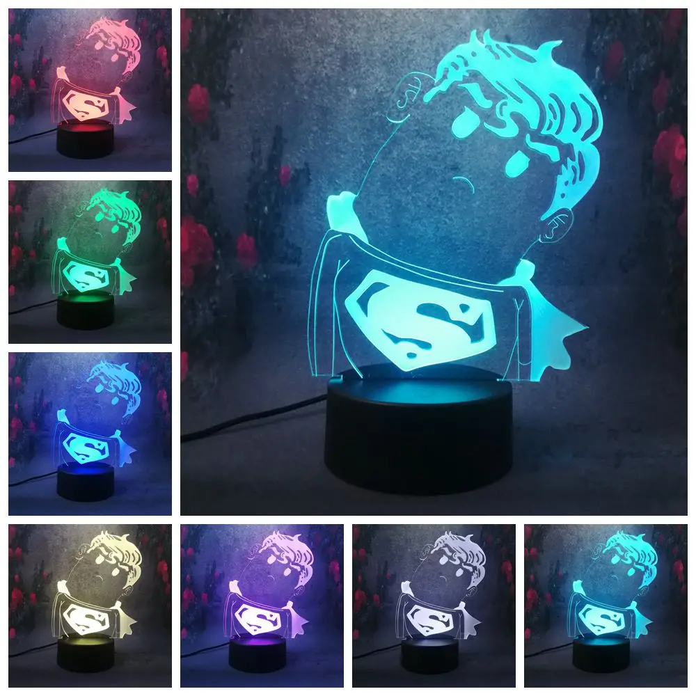 Новинка 3D USB Сенсорная лампа Мстители милый капитан 7 видов цветов Изменение