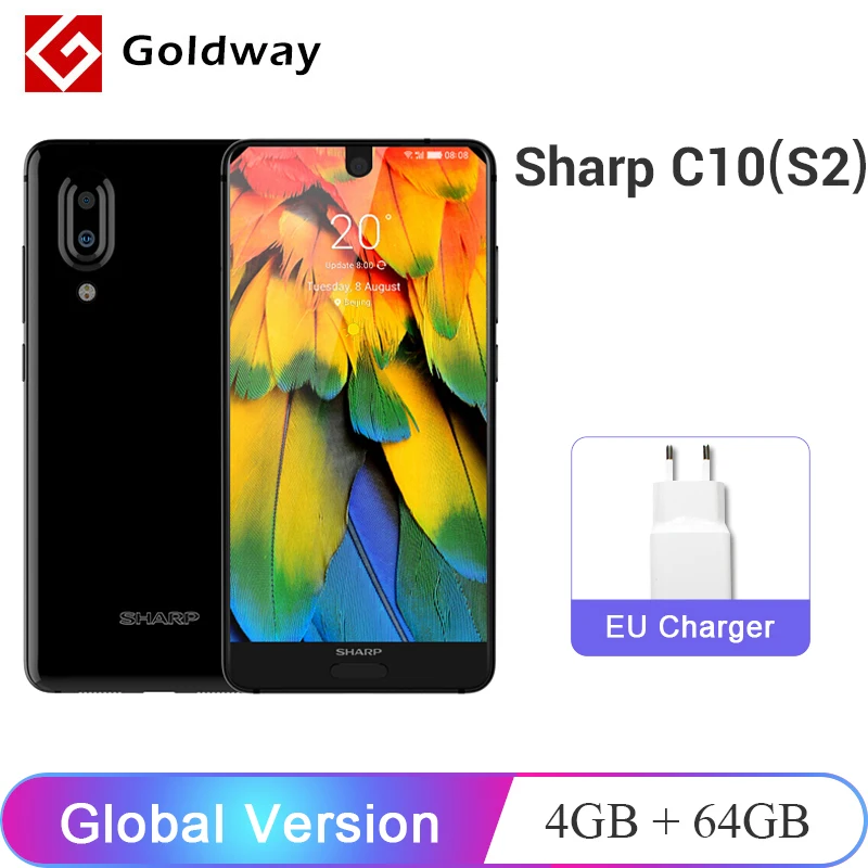 Глобальная версия SHARP AQUOS C10 S2 4 GB 64 Смартфон Snapdragon 630 Octa Core 5 ''FHD + NFC 12MP мобильного