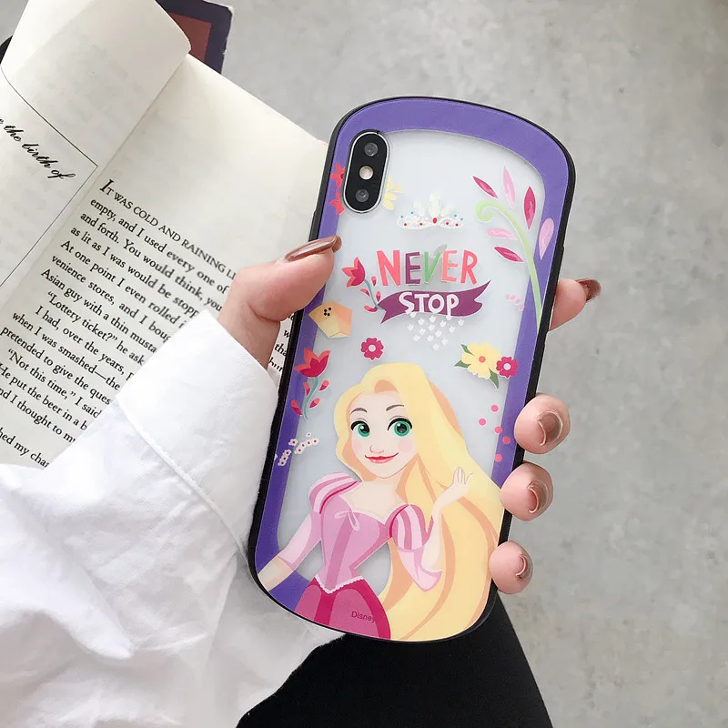 ORYKSZ 3D Luxury Cartoon pattern Glass Phone Case For iPhone 6 6s 7 8 Plus X XR XS Max Cover Transparent Hard Fundas Coque Capa |