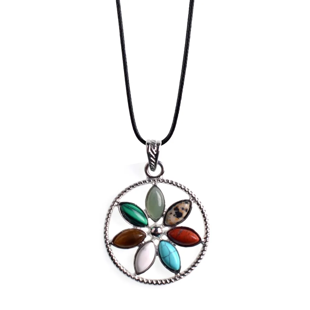 Хит натуральный камень семь чакр исцеление йога рейки колье с целебным кулоном