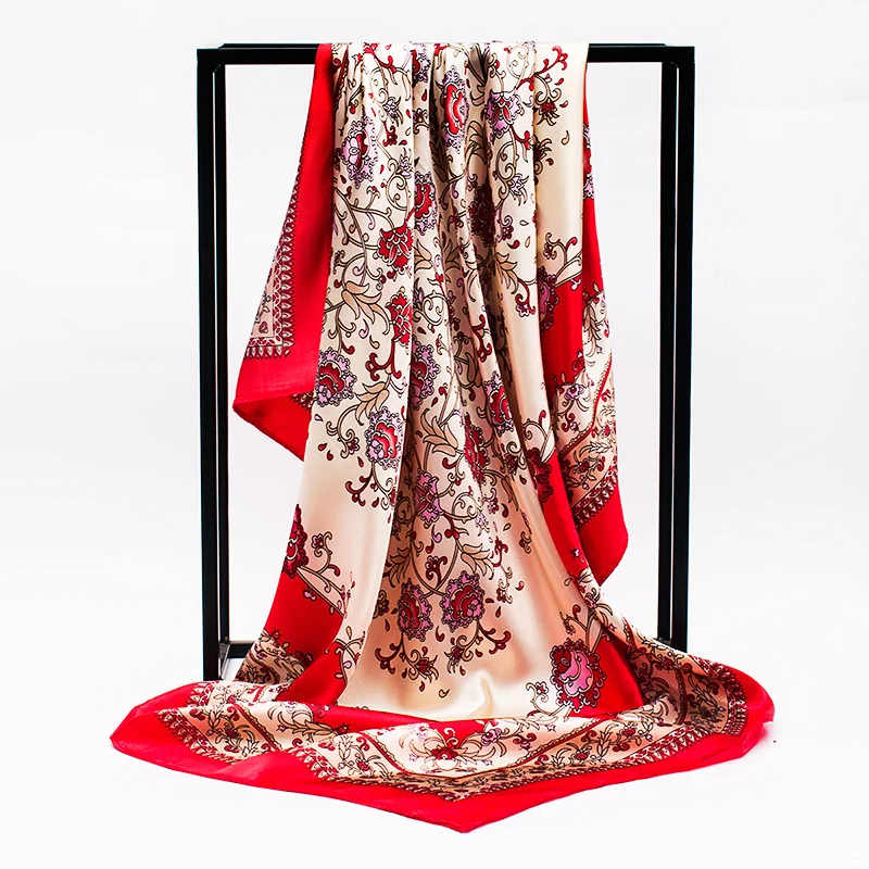 Модный Шелковый шарф с принтом женский роскошный бренд атласный фуляр