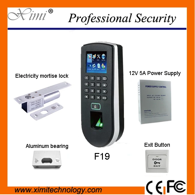 ZK F19 Kit независимый отпечатков пальцев доступа Управление и время дверь