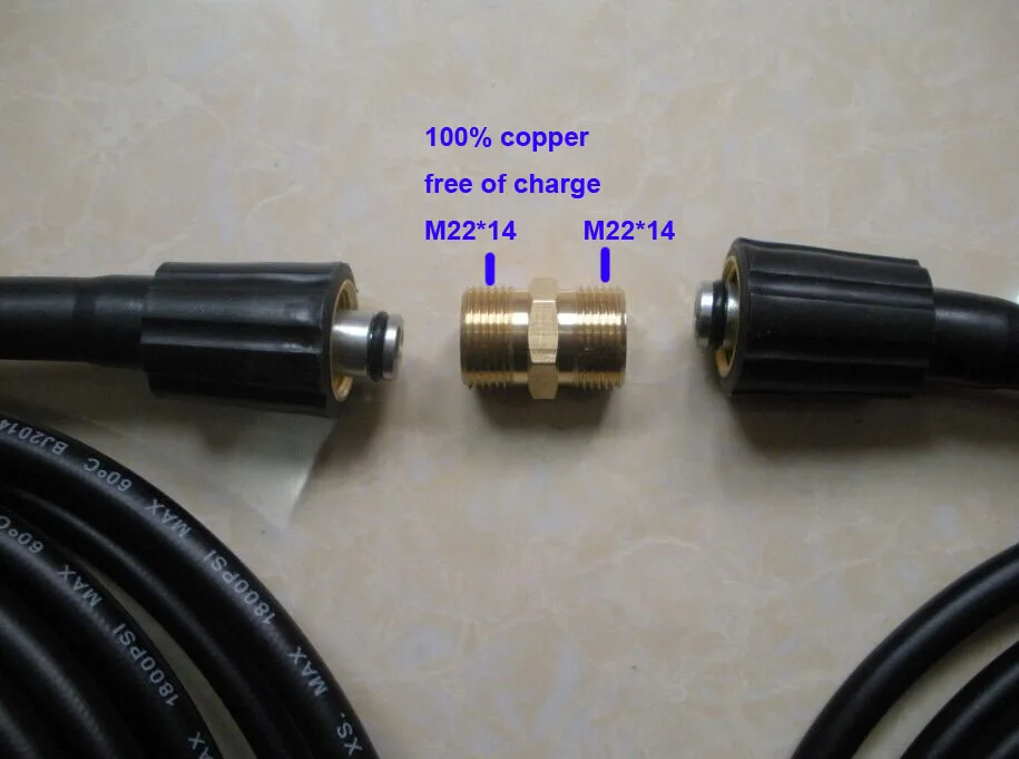 Шланг для мойки автомобиля 10 м 400 бар 5800PSI два концов M22 * 1 5 мм 14 со свободным