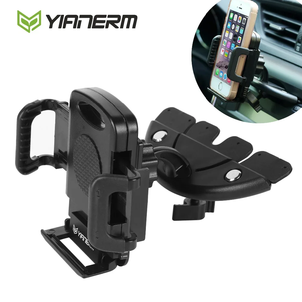 Yianerm CD Slot Car Phone Holder 360 Rotating One Touch Cradle For iPhone 6s 7/Plus Galaxy S6/S7Huawei and more | Мобильные телефоны