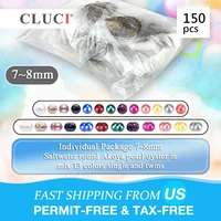 cluci 150pcs mix 13 colors 7 8mm round akoya single and twins pearls oyster vacuum packed rainbow pearls in oysters wp337sb