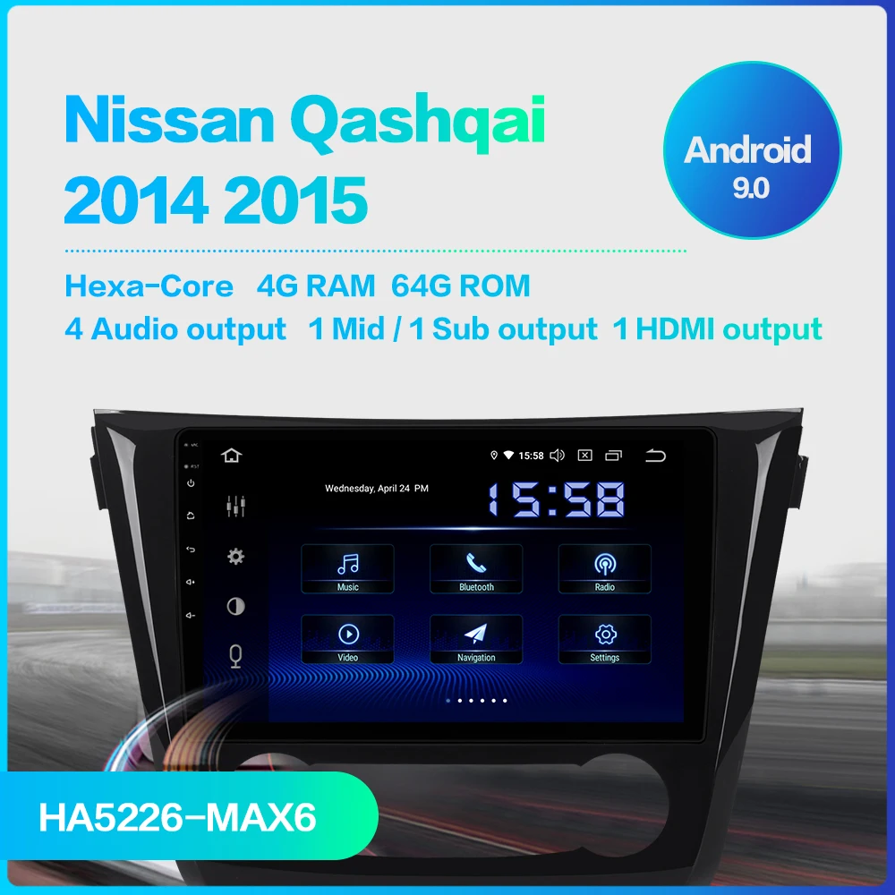 Dasaita 10," ips сенсорный экран автомобиля Радио 1 Din Android 9,0 для Nissan Qashqai HDMI стерео Bluetooth 1024*600 MAX6