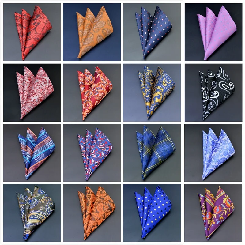 

Men's Handkerchief Polka Dot Striped Floral Printed Hankies Polyester Hanky Business Pocket Square Chest Towel 23*23CM