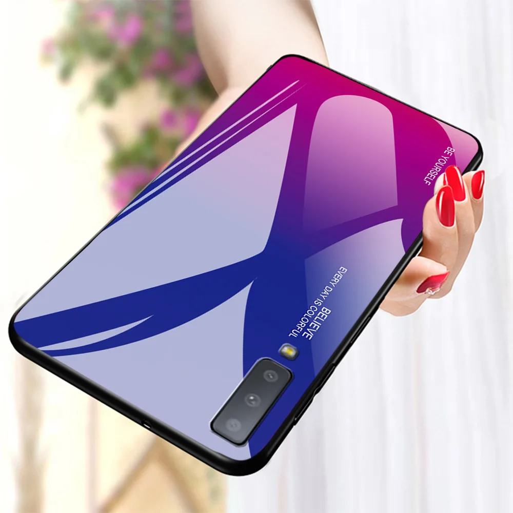 Чехол для телефона Samsung Galaxy A7 2018 Cool Symphony Двойной градиент цвета стеклянный чехол