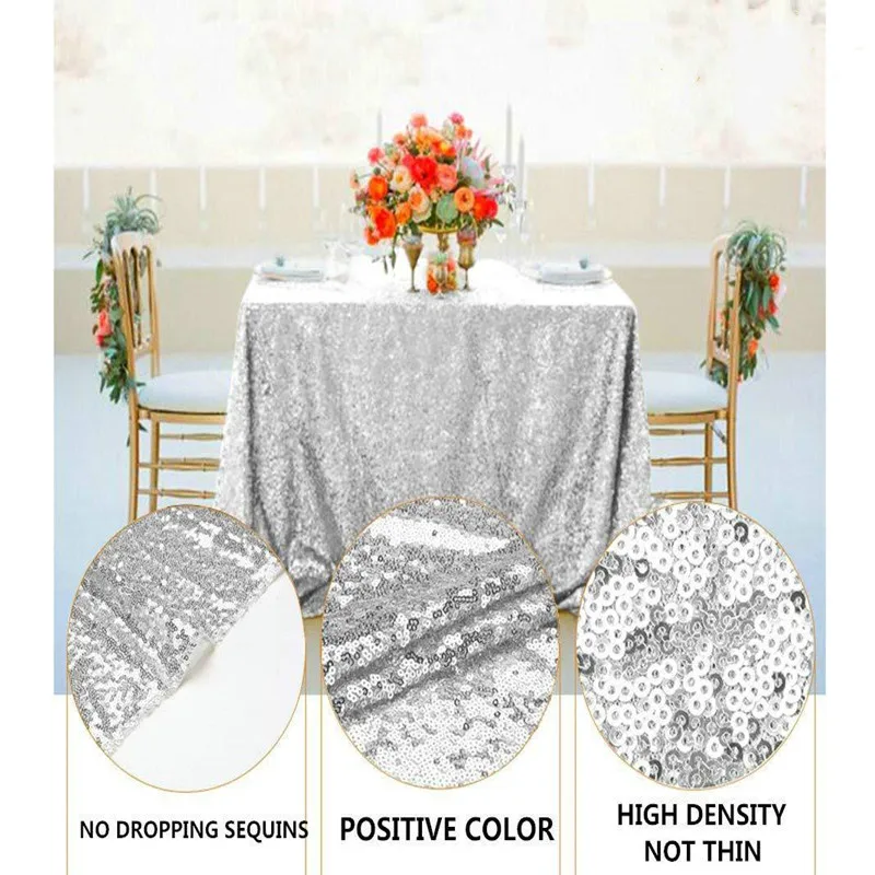 Sparkling Sequin Tablecloth Wedding Party Christmas Birthday Gold Silver Champagne Table Cloth Decoration Bling Table Cover