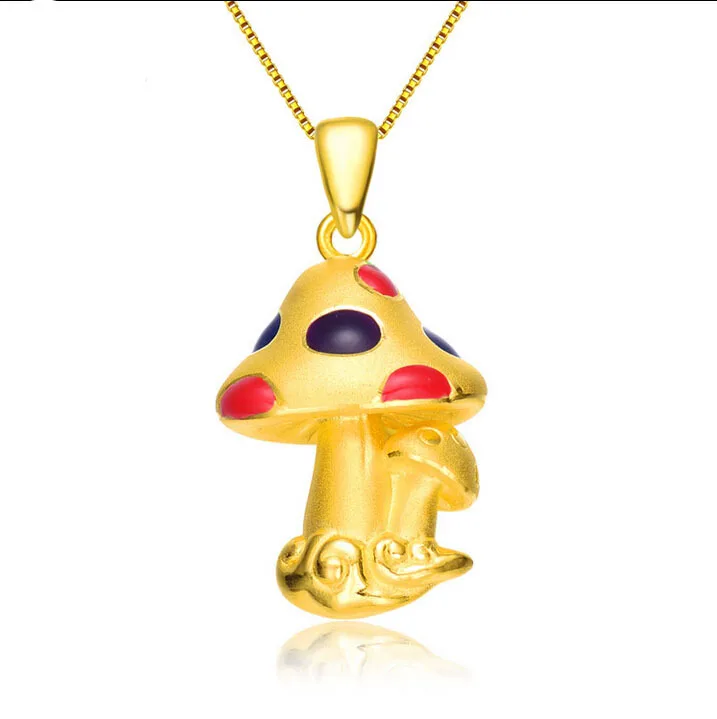 Новинка 999 подвеска из желтого золота 24 К цветная в виде трехмерного гриба |