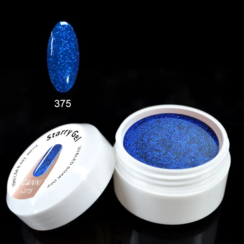 CANNI супер блеск УФ гель 24 цвета эффект замачивания гель для ногтей bling 15 мл жемчуг горячая Распродажа Салон Французский Звездный гель - Цвет: 375