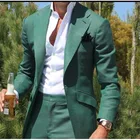Простой стильный зеленый костюм для выпускного вечера из 2 предметов (пиджак + брюки) новейший дизайн мужской смокинг жениха для вечеринки Свадебный Блейзер 124