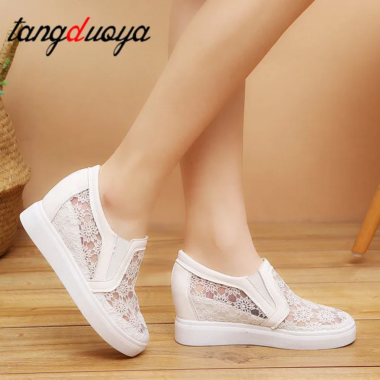 Женская Повседневная обувь туфли лодочки женские слипоны на танкетке с круглым