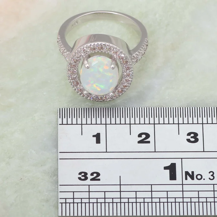 

Fashion Opal Ring Wedding Rings Women's Rings White Opal Silver Color Filled Silver Ring Size 5 6 7 8 9 R446