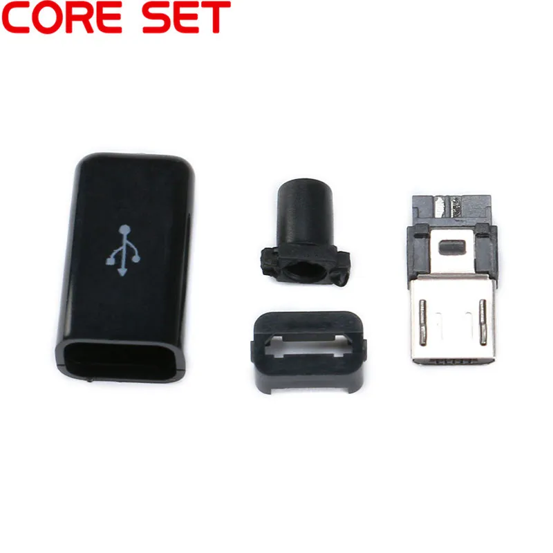 10 шт./компл. 4 в 1 DIY Micro USB коннектор тип сварки Мужской 5-контактный разъем w/Пластик крышка 5 шт. черных+ 5 шт. белый
