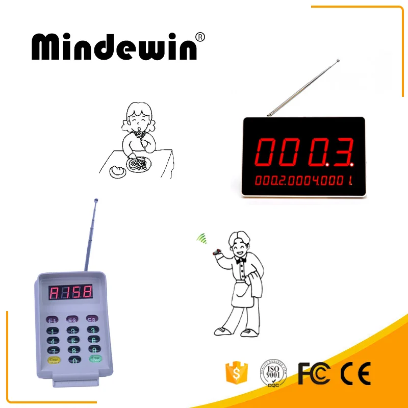 Mindewin беспроводной Pagering Restuarant Queuing System M-R-1 цифровой светодиодный дисплей с M-T-2