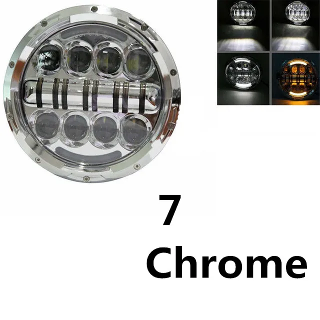 80w Headlight chrome Для Harley Davidson " светодиодный проектор MOTO головной светильник Угол Глаза DRL для Harley Touring Electra Glide черный 7 дюймов светодиодный светильник - Цвет: 80w Headlight chrome