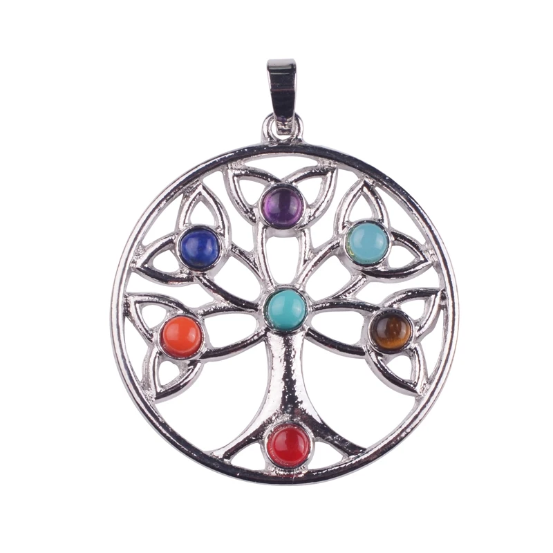 Кулон из натурального камня семь чакр круглой елки символизирует богов в