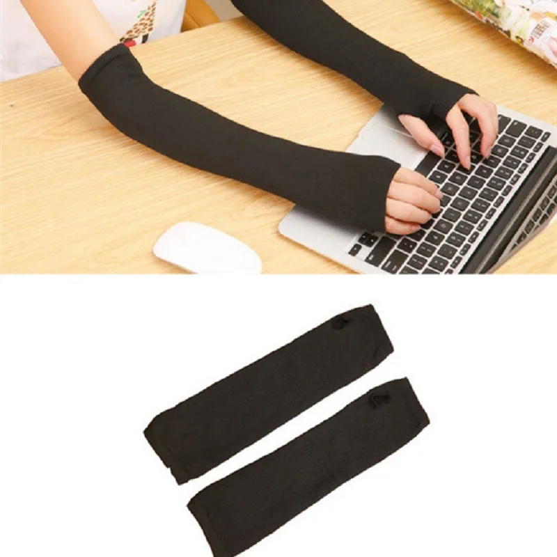 1 пара женские вязаные однотонные перчатки без пальцев| |