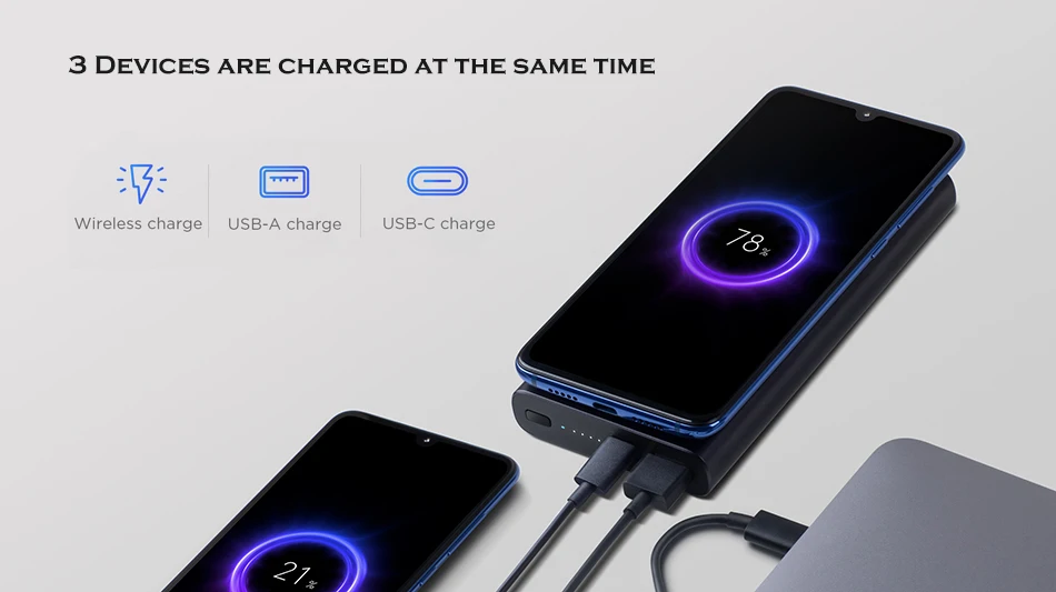 Xiaomi 10 Вт макс беспроводной внешний аккумулятор 10000 мАч Qi Быстрая зарядка Смарт Беспроводное зарядное устройство для iPhone смартфон
