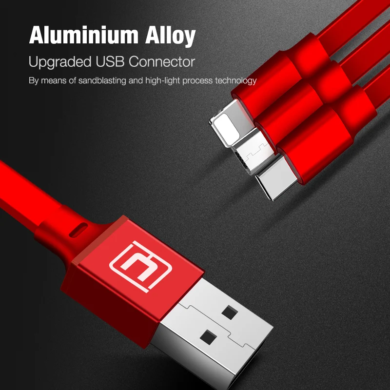 Cafele 3 в 1 Выдвижной USB кабель для iPhone Micro Type C плоский Быстрая зарядка + C|Кабели