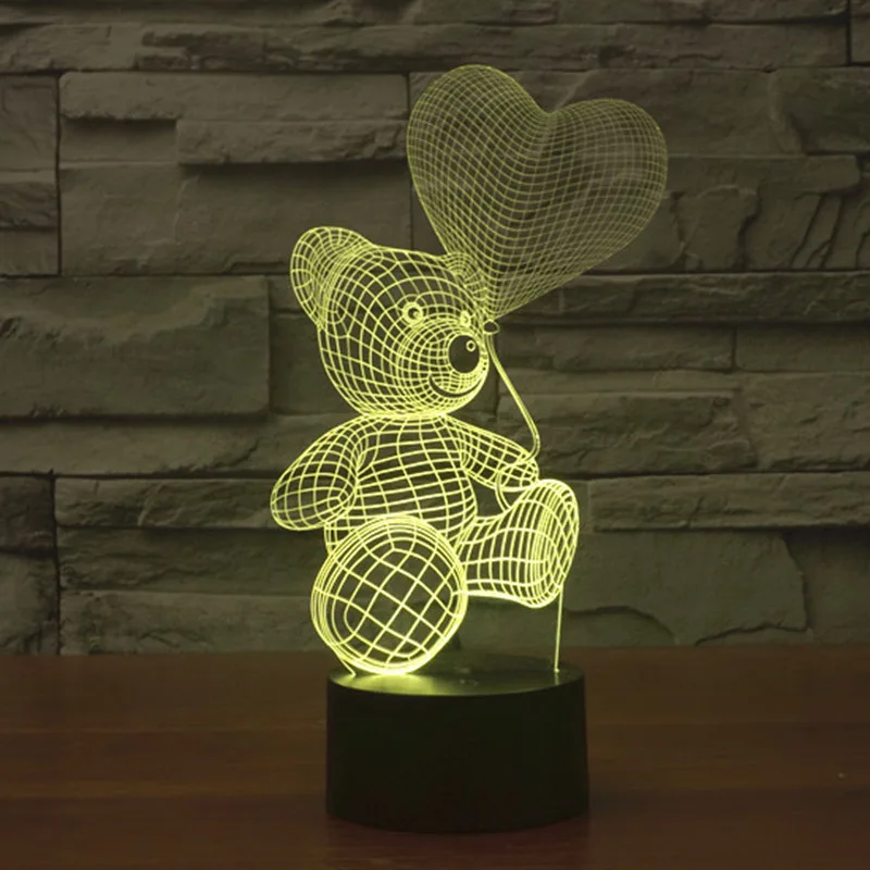 TAMPROAD Baby Kids Night Lamp Color Change Sensor LED Bear Light 3D Heart Balloon Home Room Decoration moon lamp | Лампы и освещение