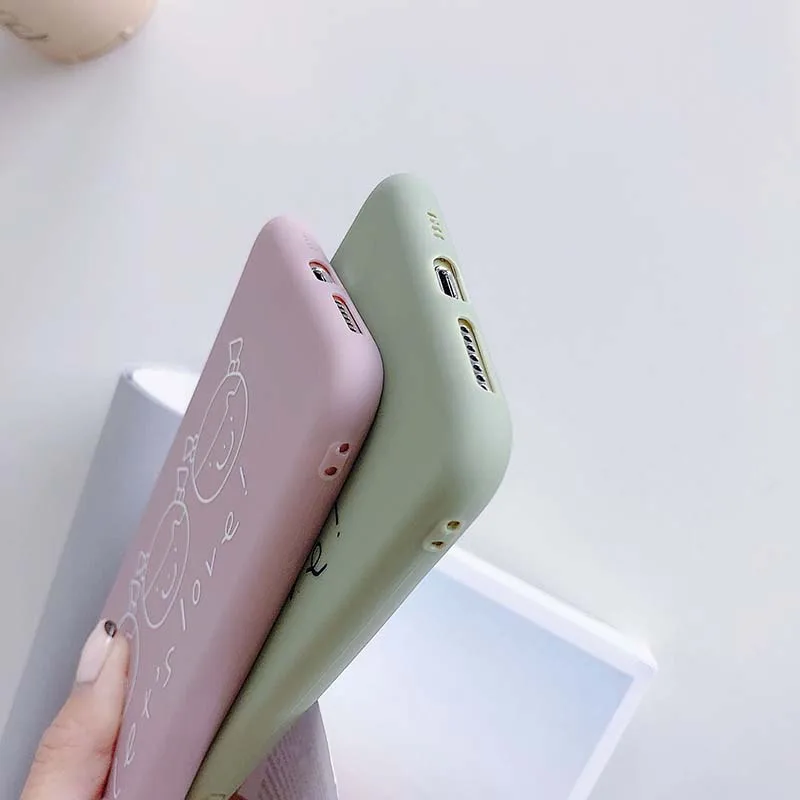 Мультяшные пары голова портрет Let's Love чехол для iPhone X XR XS Max 6 S 7 8 Plus матовый