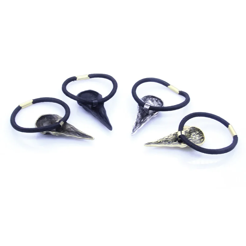 Металлическая повязка для волос в стиле панк готика череп ворона пони хвост