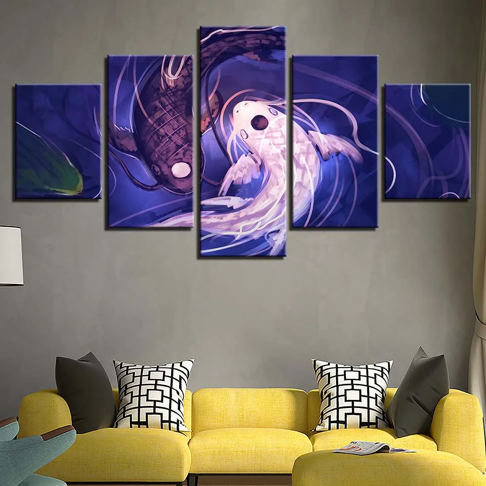 Холст для домашнего декора картины гостиной 5 шт. Koi Yin Yang Fish Avatar HD Печатный плакат