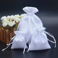 50pcs white satin drawstring bag combhaircandyjewelrynecklacerings packaging bag silk cloth gift bag travel pouch