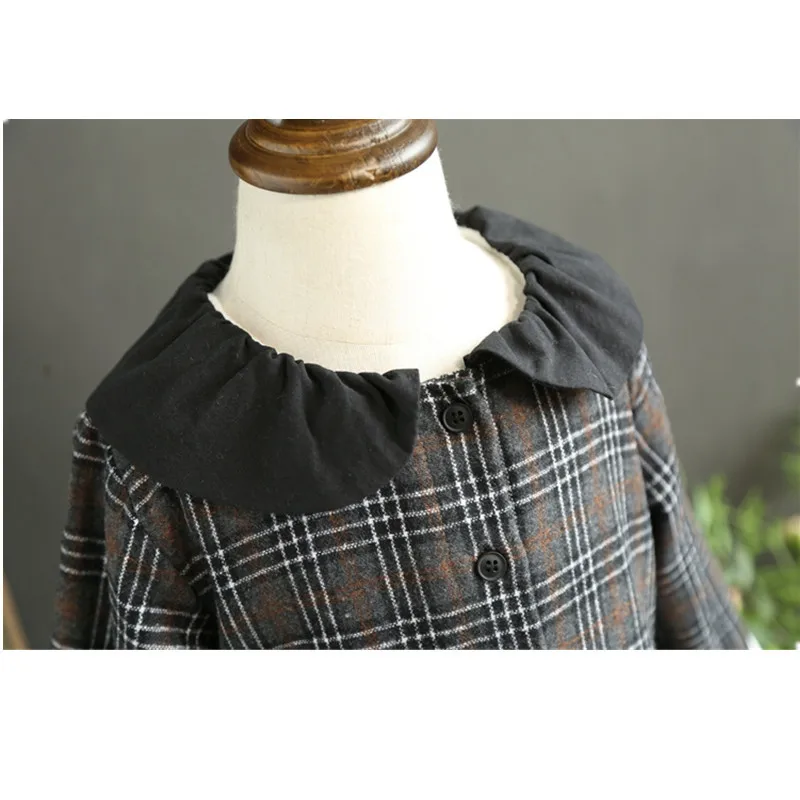 Платье для малышей платья принцессы в клетку с длинными рукавами и сумкой