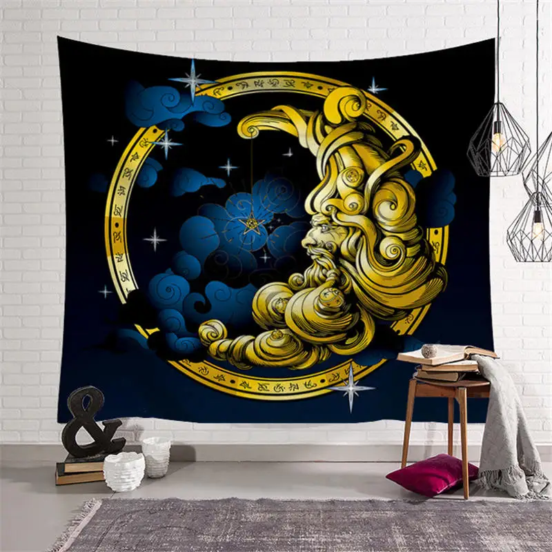 Солнце Луна психоделический принт гобелен настенный подвесной хиппи индейцы
