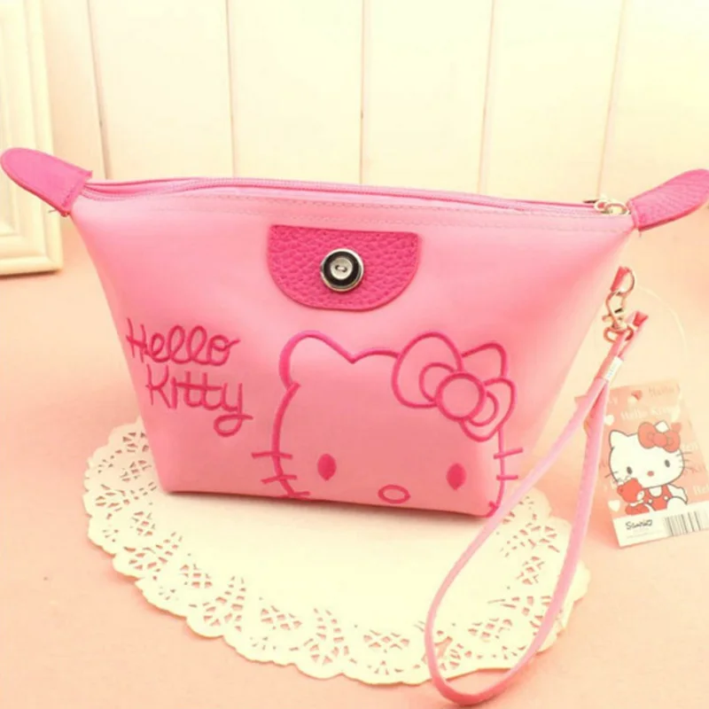 Hello kitty, Женская мультяшная Милая косметичка, сумочка для путешествий, чехол для мытья, плюшевый Кошелек, для девочек, моющаяся, красивая, удобная, на запястье, сумка для макияжа, для девушек - Цвет: Pink