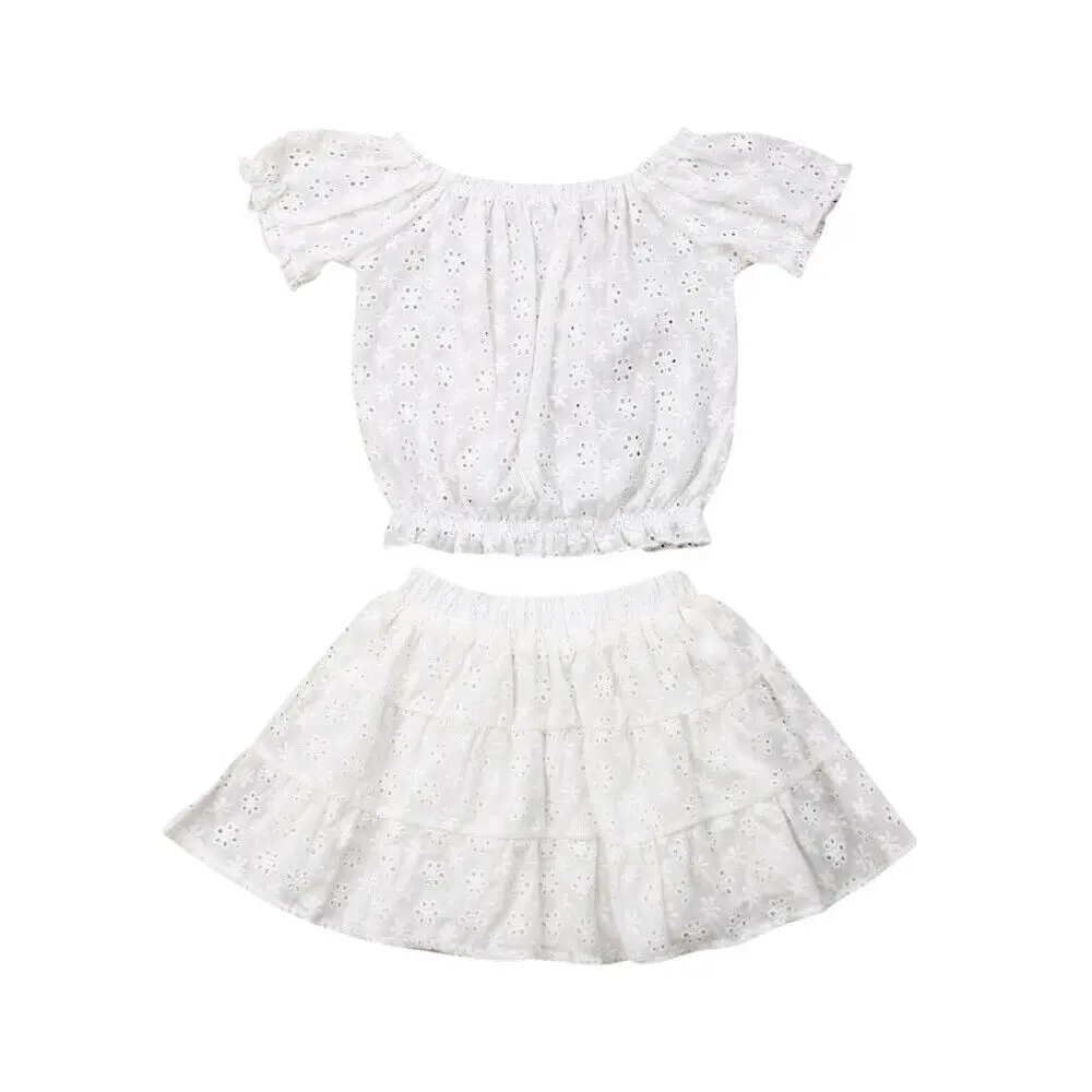 Комплект из 2 предметов Одежда для маленьких девочек летние топы с оборками и
