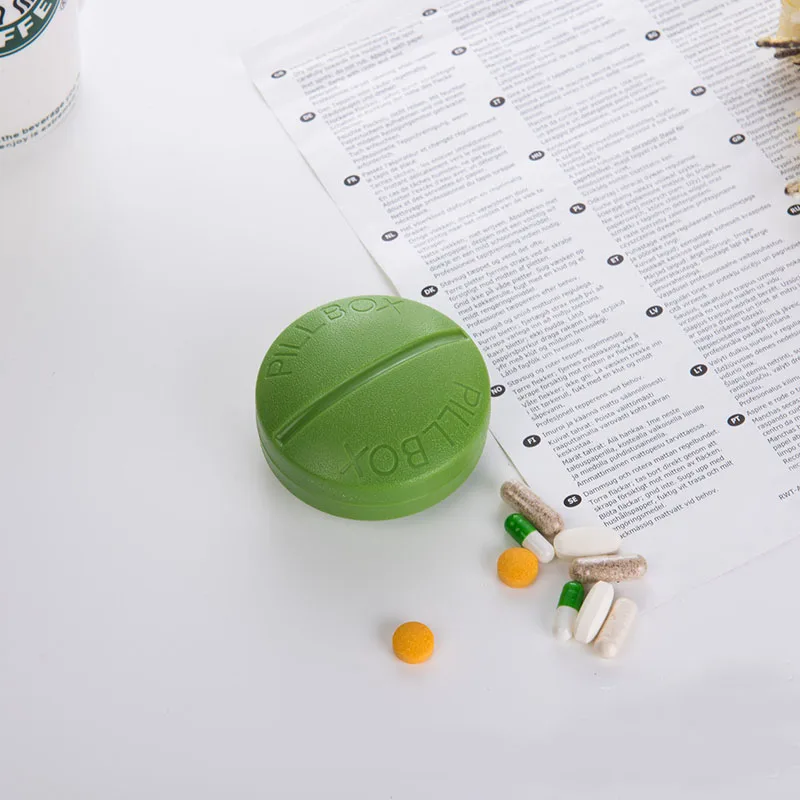 green Мини 4 слота здоровые таблетки для лечения, коробка для лекарств, держатель для планшета, чехол для хранения, круглая коробка для хранения, органайзер, контейнер для таблеток - Цвет: green