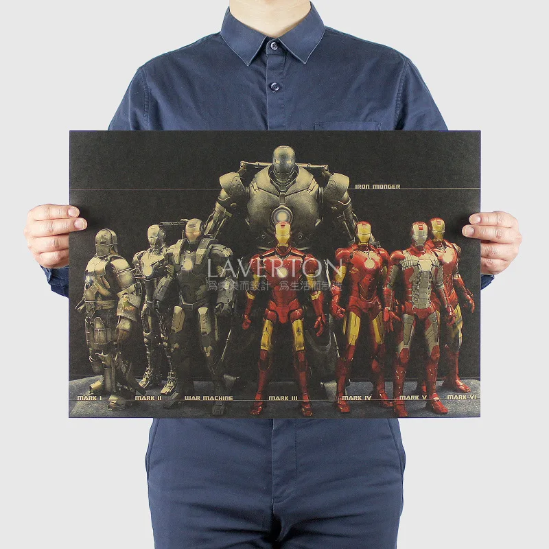 Iron Man K Марвел Железный человек Мстители 4 винтажная крафт-бумага классический фильм Марвел плакат домашний декор искусство Офис школа DIY принты в стиле ретро мальчик игрушка - Цвет: Iron Man K